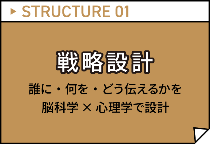 強み1:戦略設計
誰に・何をどう伝えるかを脳科学×心理学で設計